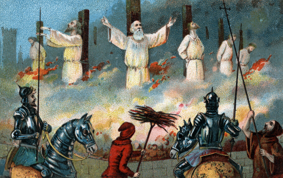 Illustration of Jacques de Molay burned at the stake in 1314